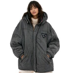 Vintage Luhta Studio Gray Hooded Parka Jacket Pink Lining Made in Finland Sz 16